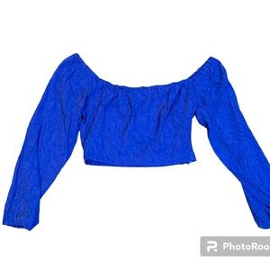 Bebe XS blue long sleeve crop top, GUC